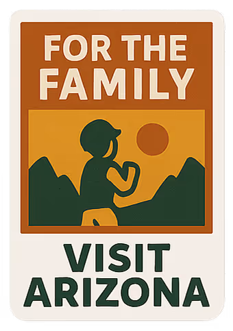 Vintage travel poster encouraging family visit to Arizona landscape